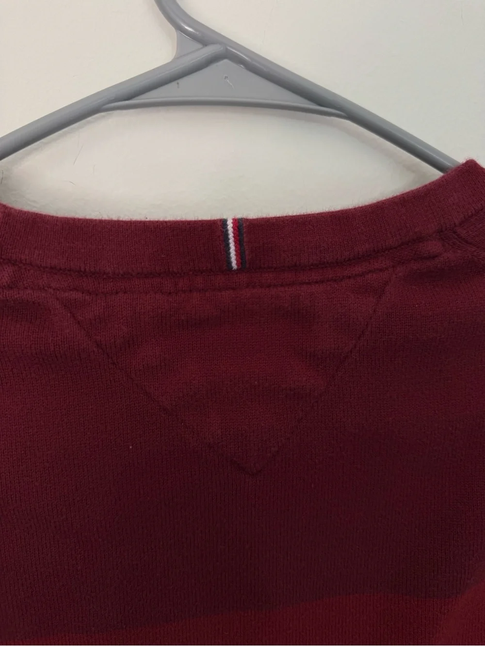 Tommy Hilfiger Mens Colorblock Stripe Crewneck Sweater Red Burgundy Medium